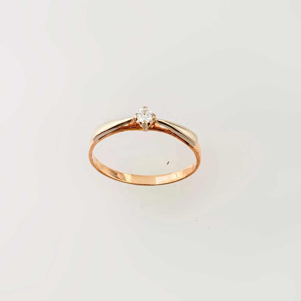 Кольцо с бриллиантом из красного золота 585 пробы