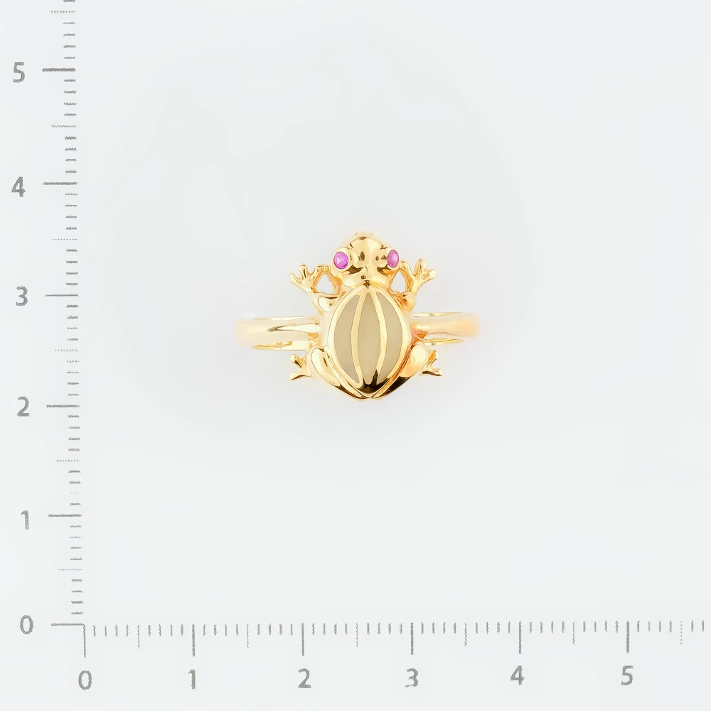 Кольцо с рубином синтетическим из желтого золота 585 пробы