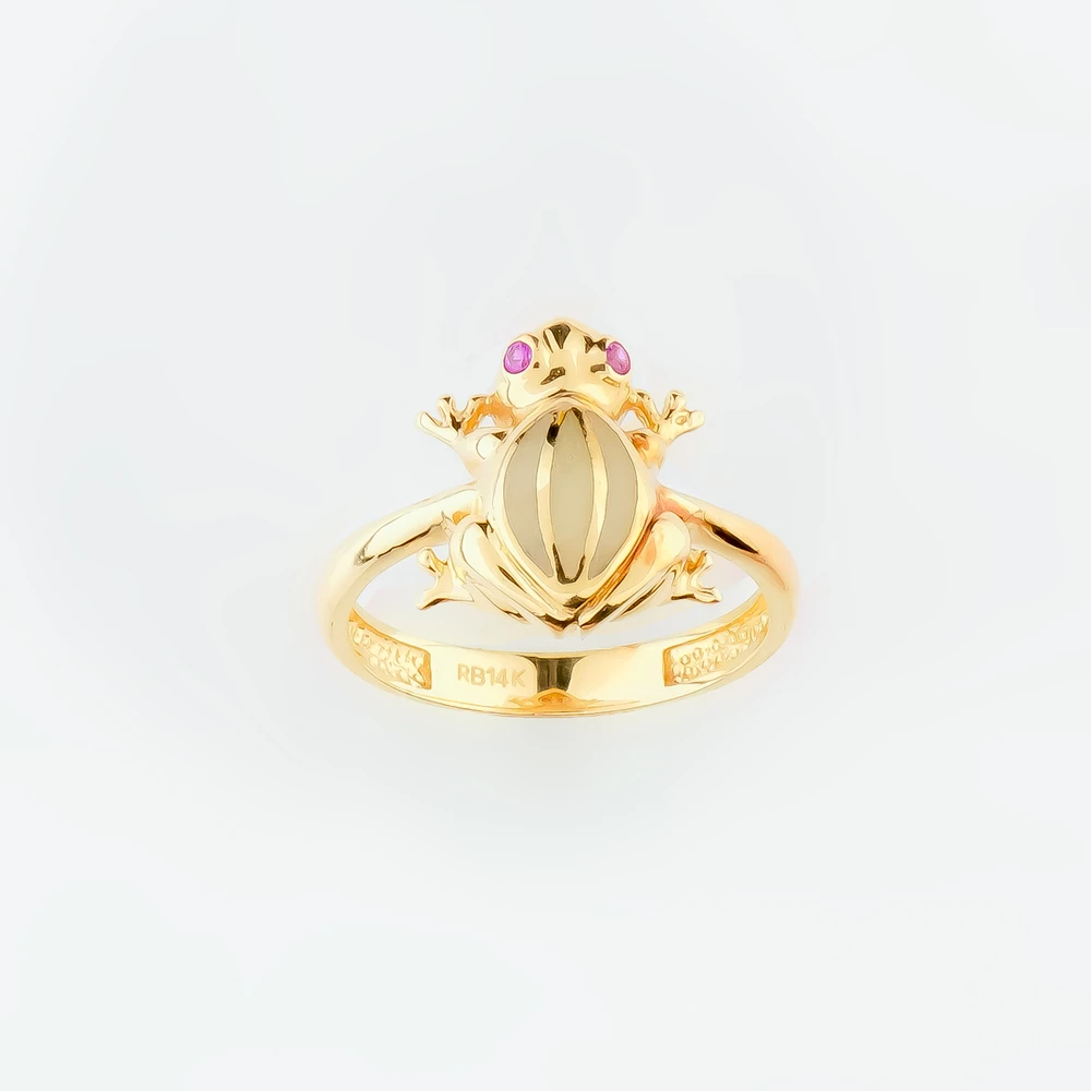 Кольцо с рубином синтетическим из желтого золота 585 пробы