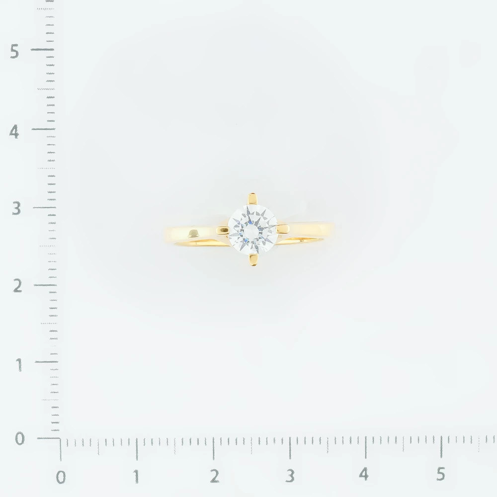 Кольцо с фианитом из желтого золота 585 пробы