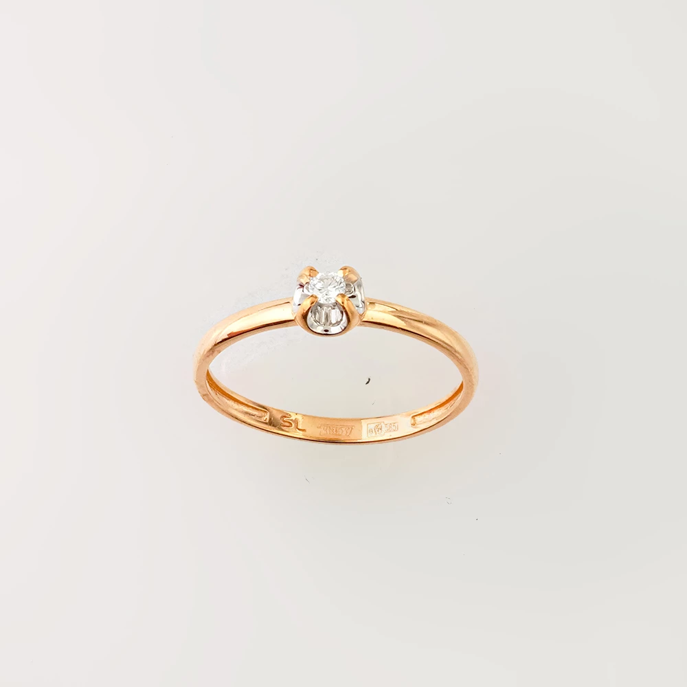 Кольцо с бриллиантом из красного золота 585 пробы