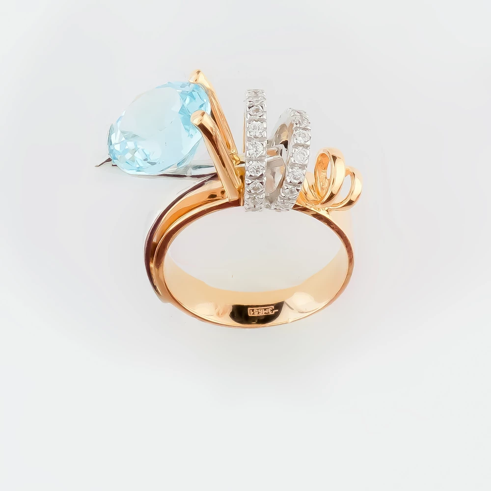 Кольцо с топазом из красного золота 585 пробы