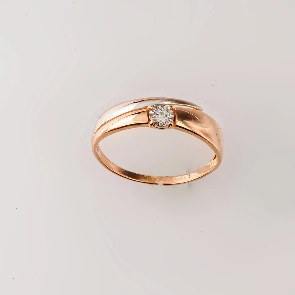 Кольцо с бриллиантом из красного золота 585 пробы