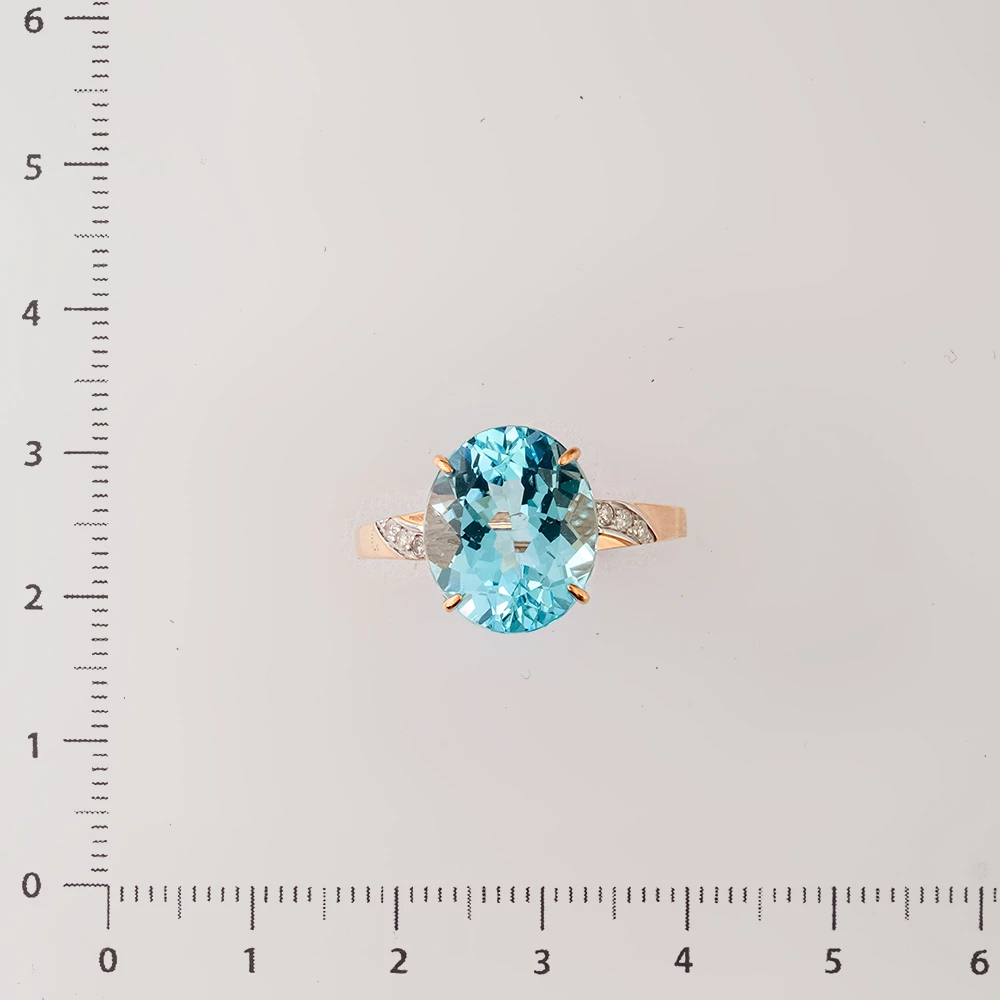 Кольцо с топазом из красного золота 585 пробы