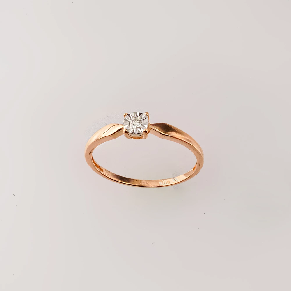 Кольцо с бриллиантом из красного золота 585 пробы