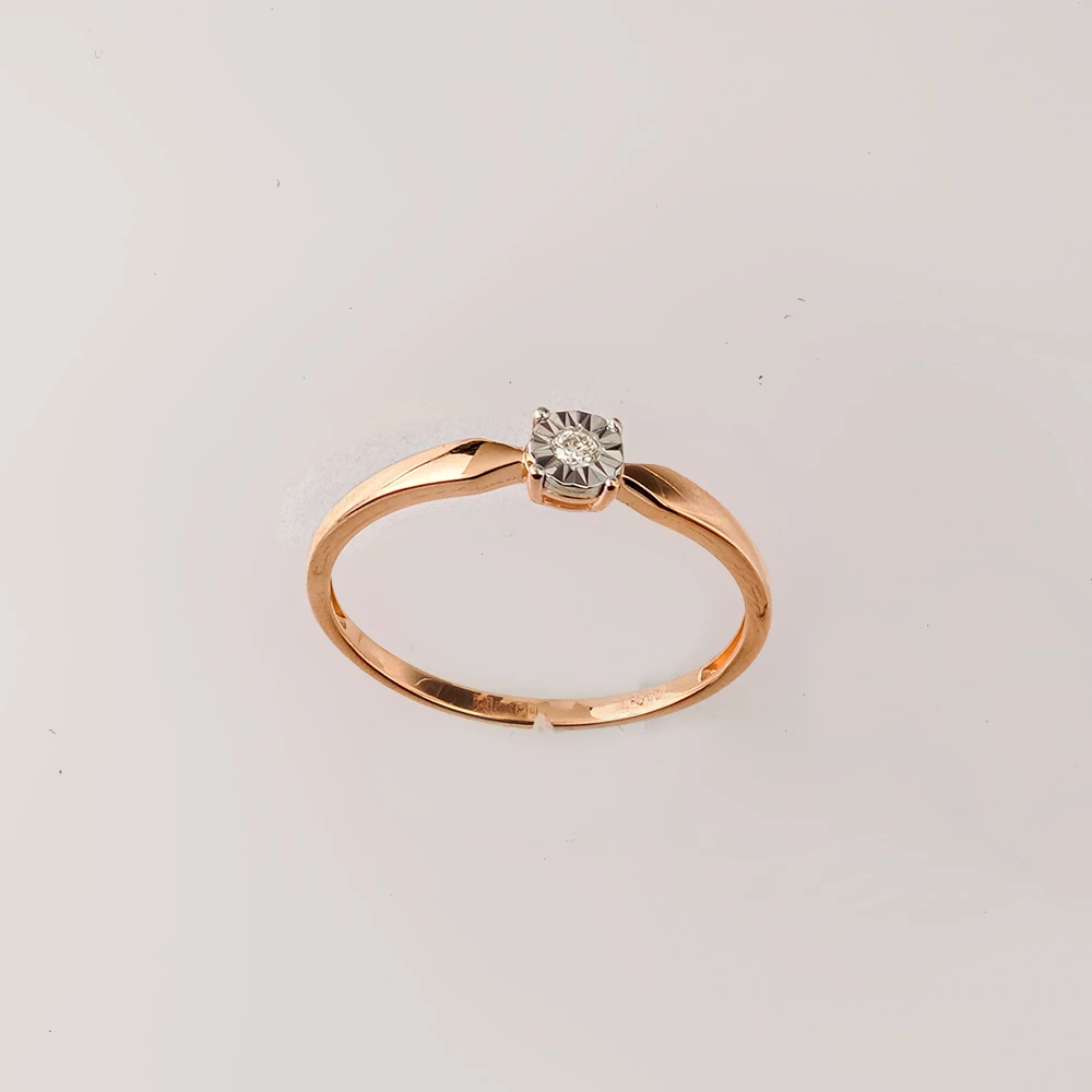 Кольцо с бриллиантом из красного золота 585 пробы