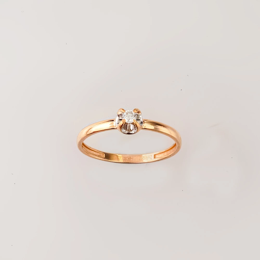 Кольцо с бриллиантом из красного золота 585 пробы