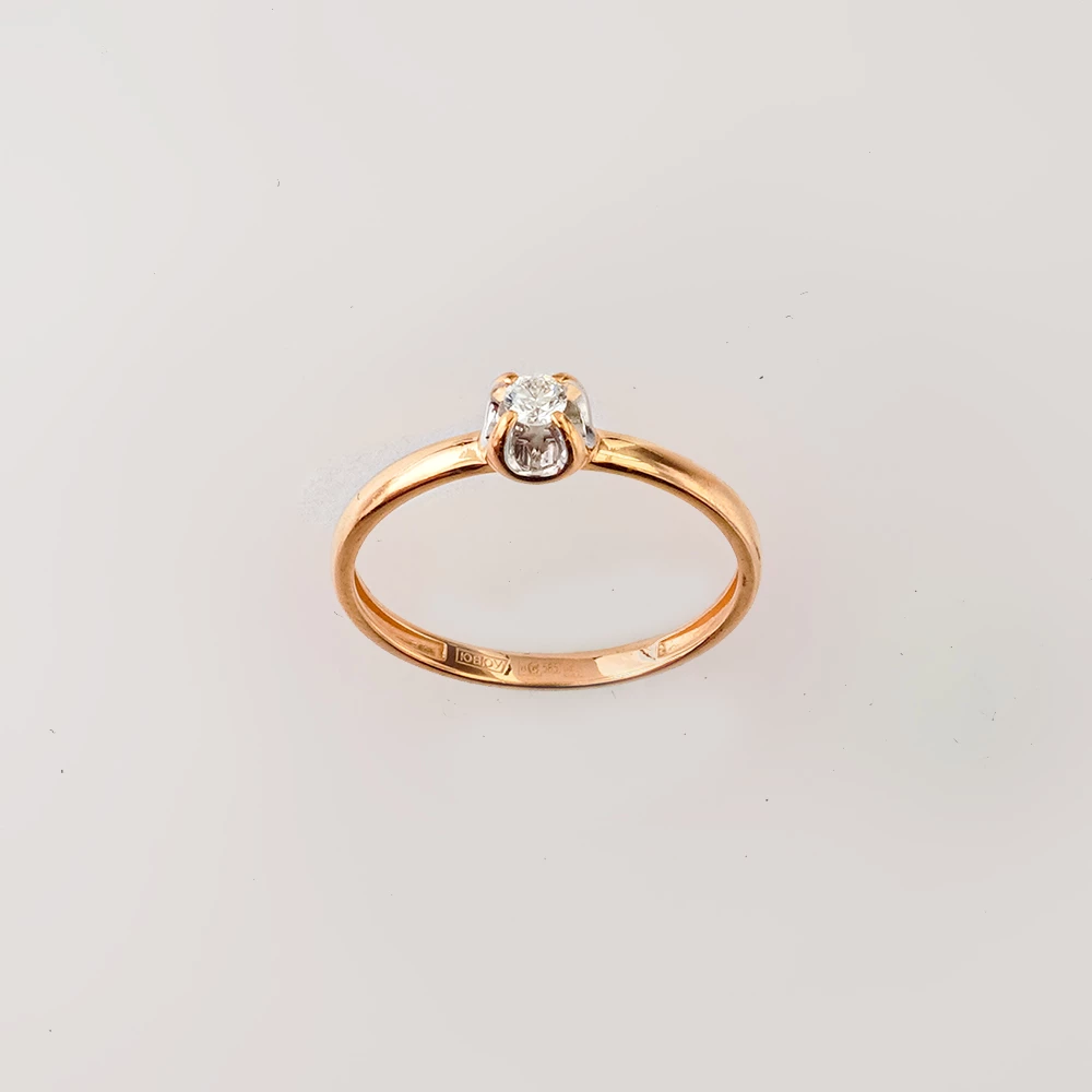 Кольцо с бриллиантом из красного золота 585 пробы