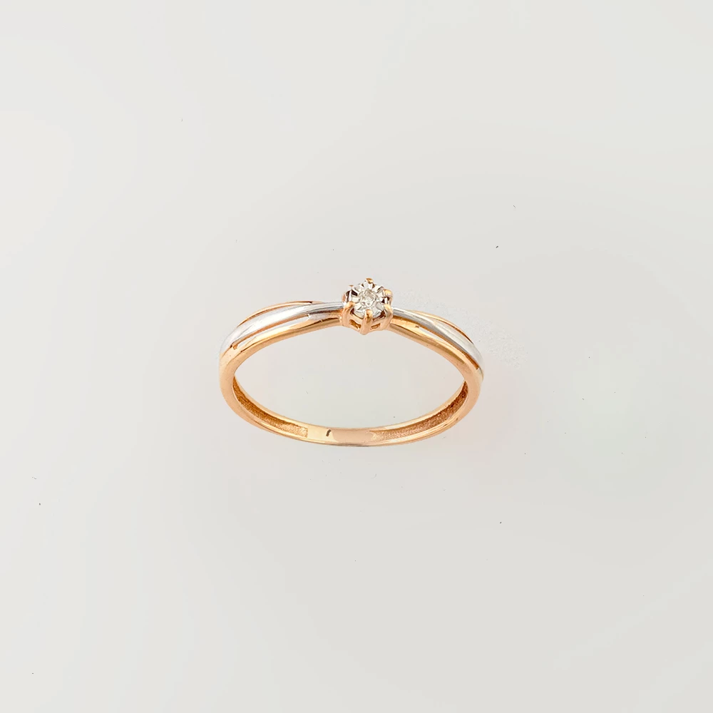 Кольцо с бриллиантом из красного золота 585 пробы