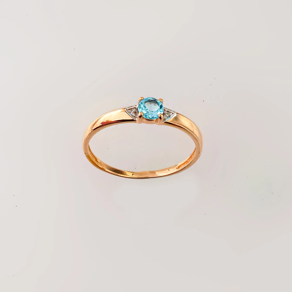 Кольцо с топазом из красного золота 585 пробы Кольцо с топазом из красного золота 585 пробы