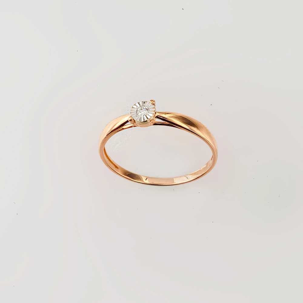 Кольцо с бриллиантом из красного золота 585 пробы