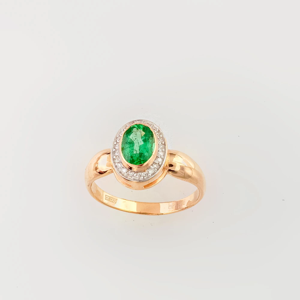 Кольцо с изумрудом из желтого золота 585 пробы