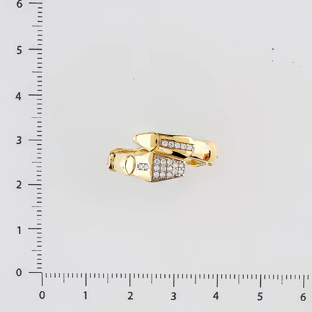 Кольцо с фианитом из красного золота 585 пробы