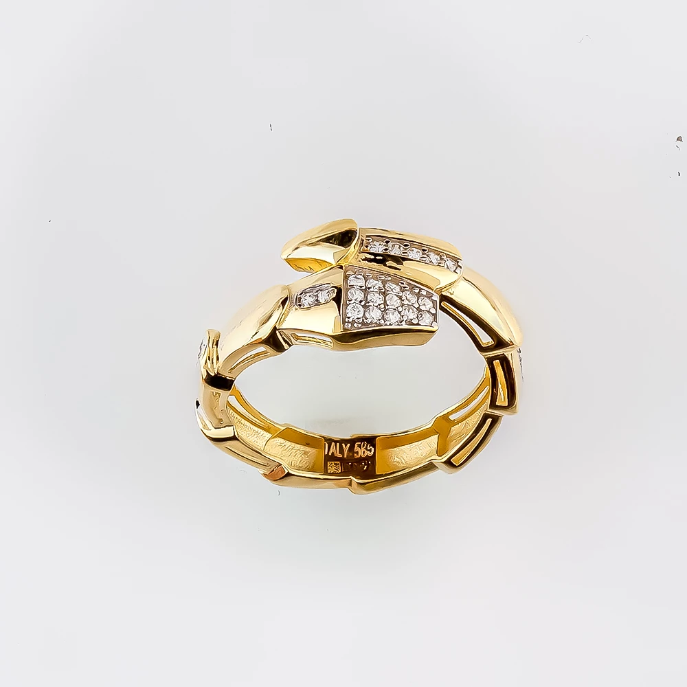 Кольцо с фианитом из красного золота 585 пробы