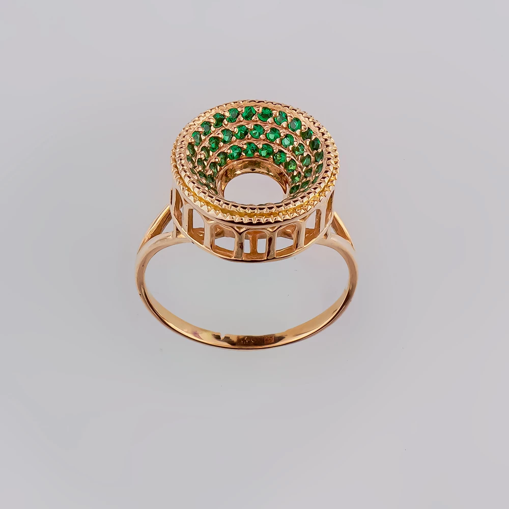 Кольцо с фианитом из красного золота 500 пробы