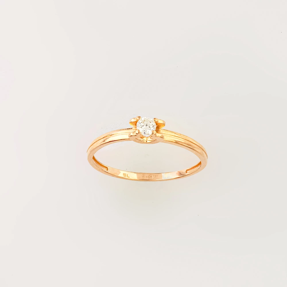 Кольцо с бриллиантом из красного золота 585 пробы