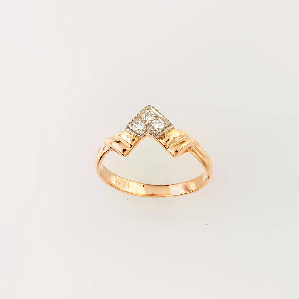 Кольцо с бриллиантом из красного золота 585 пробы