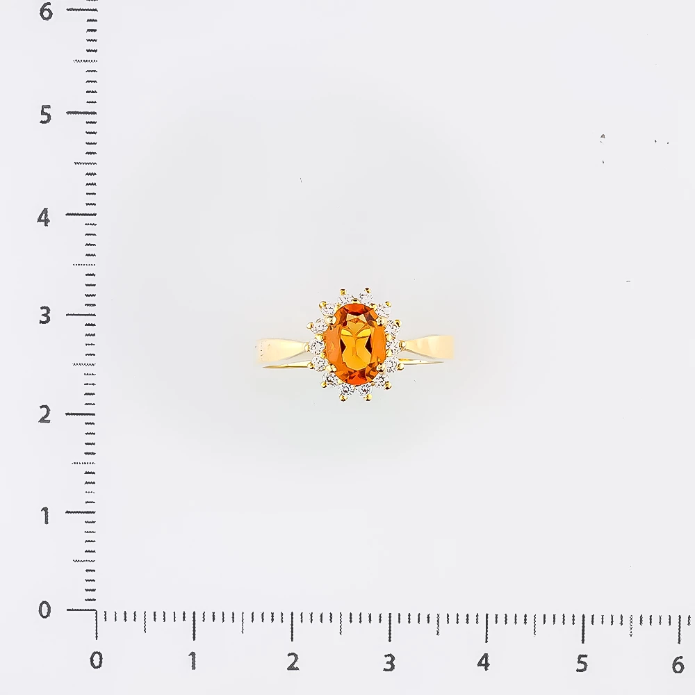 Кольцо с фианитом из желтого золота 585 пробы