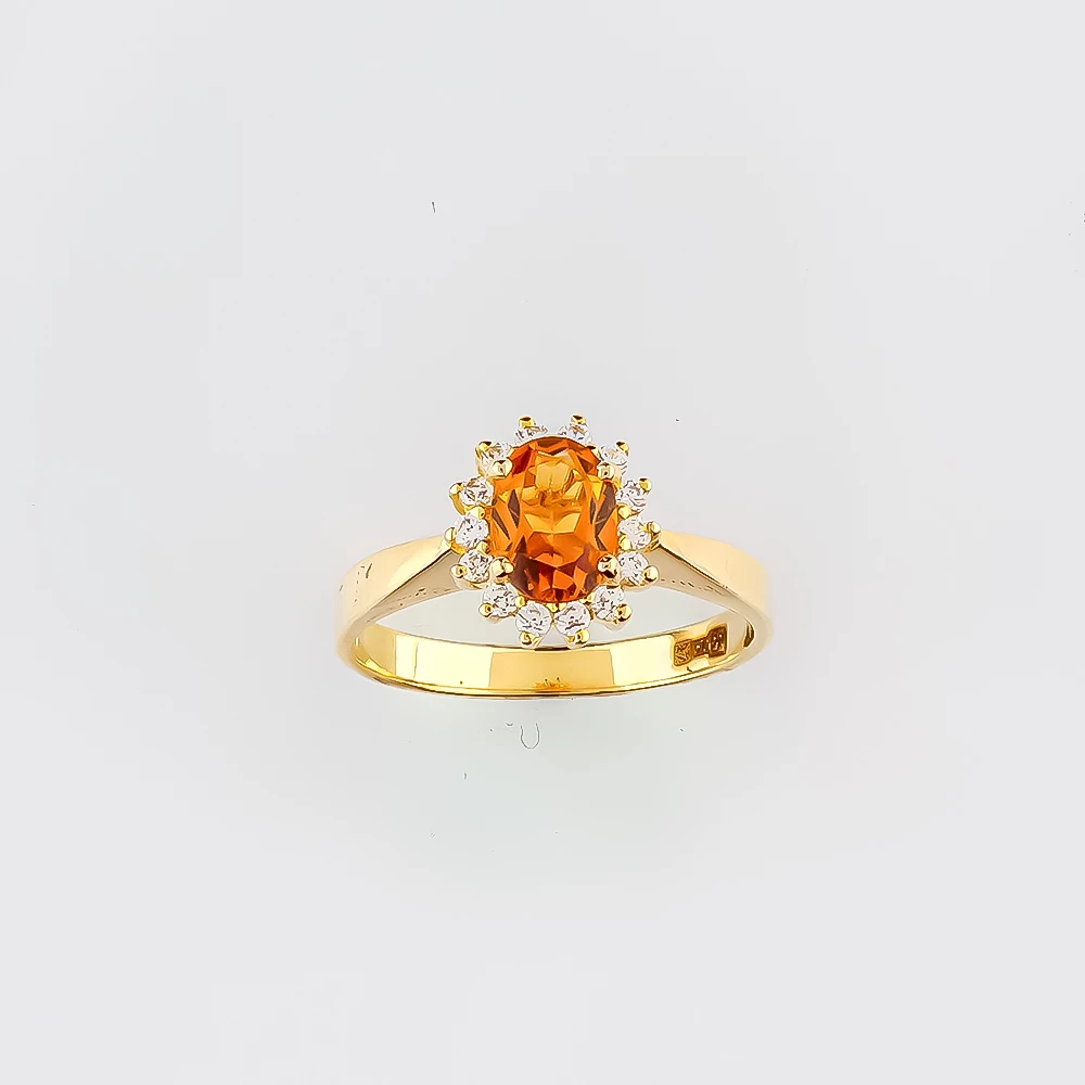 Кольцо с фианитом из желтого золота 585 пробы