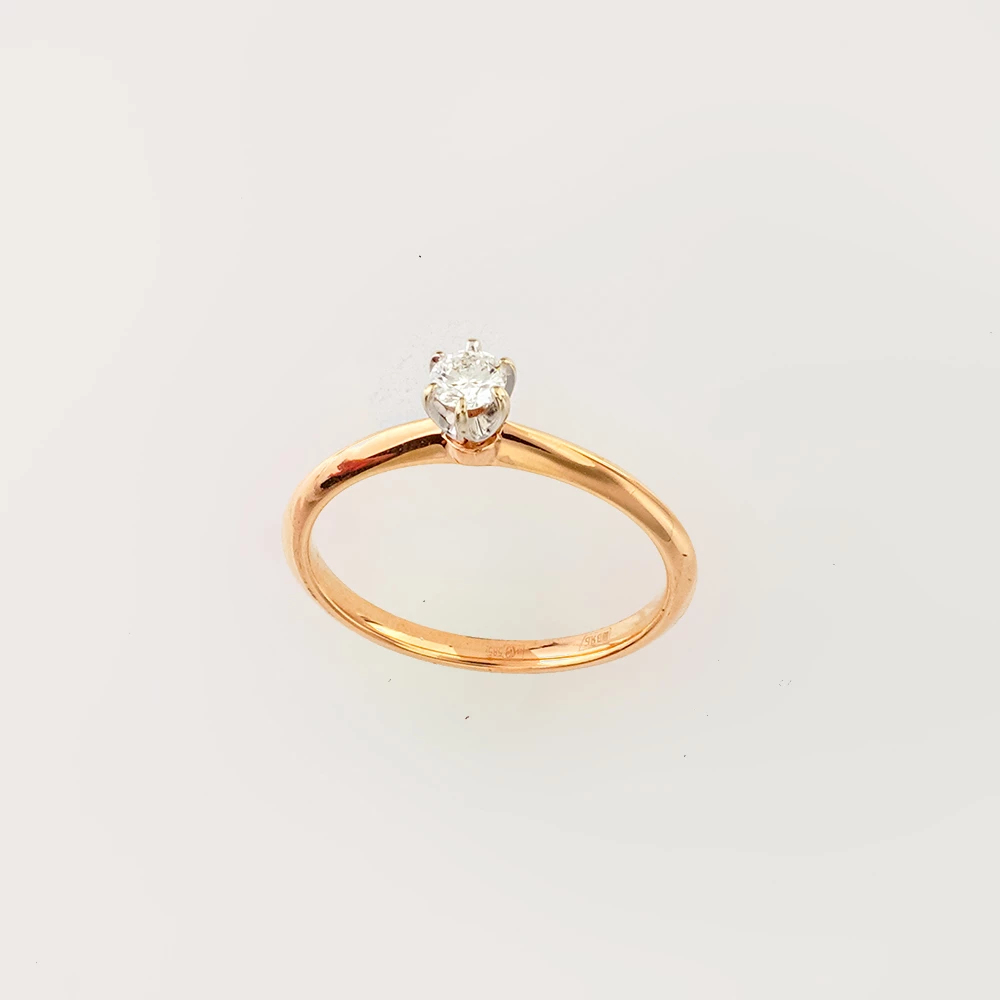 Кольцо с бриллиантом из красного золота 585 пробы