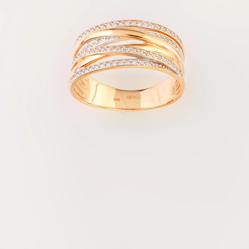 Кольцо с фианитом из красного золота 585 пробы