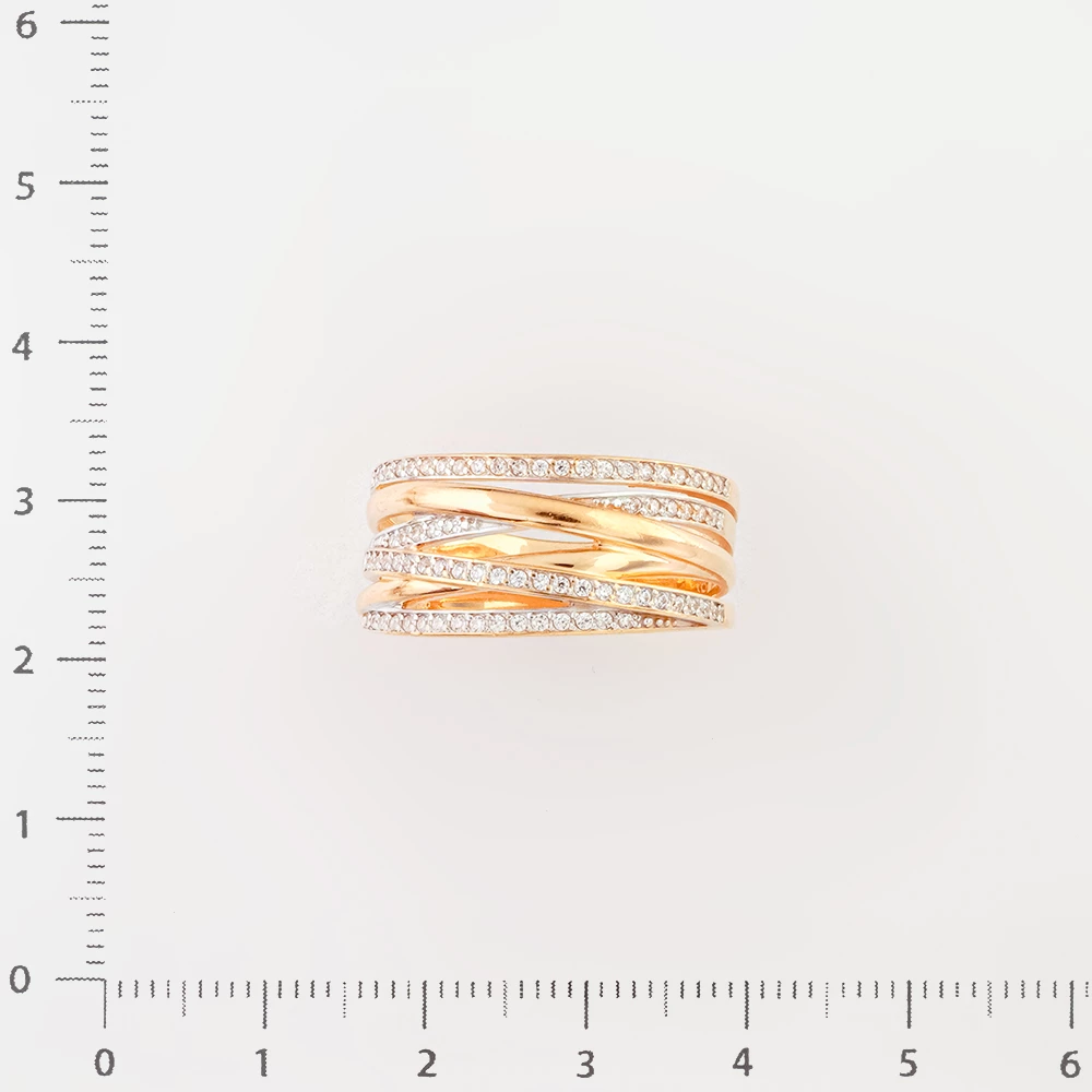 Кольцо с фианитом из красного золота 585 пробы