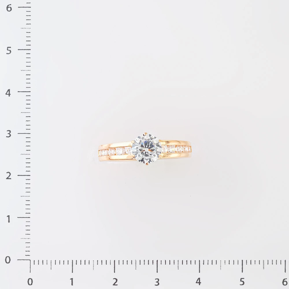 Кольцо с фианитом из красного золота 585 пробы