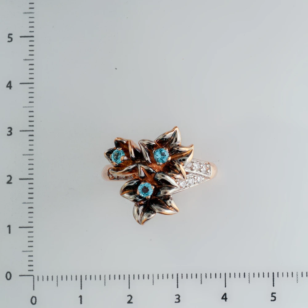 Кольцо с топазом из красного золота 585 пробы