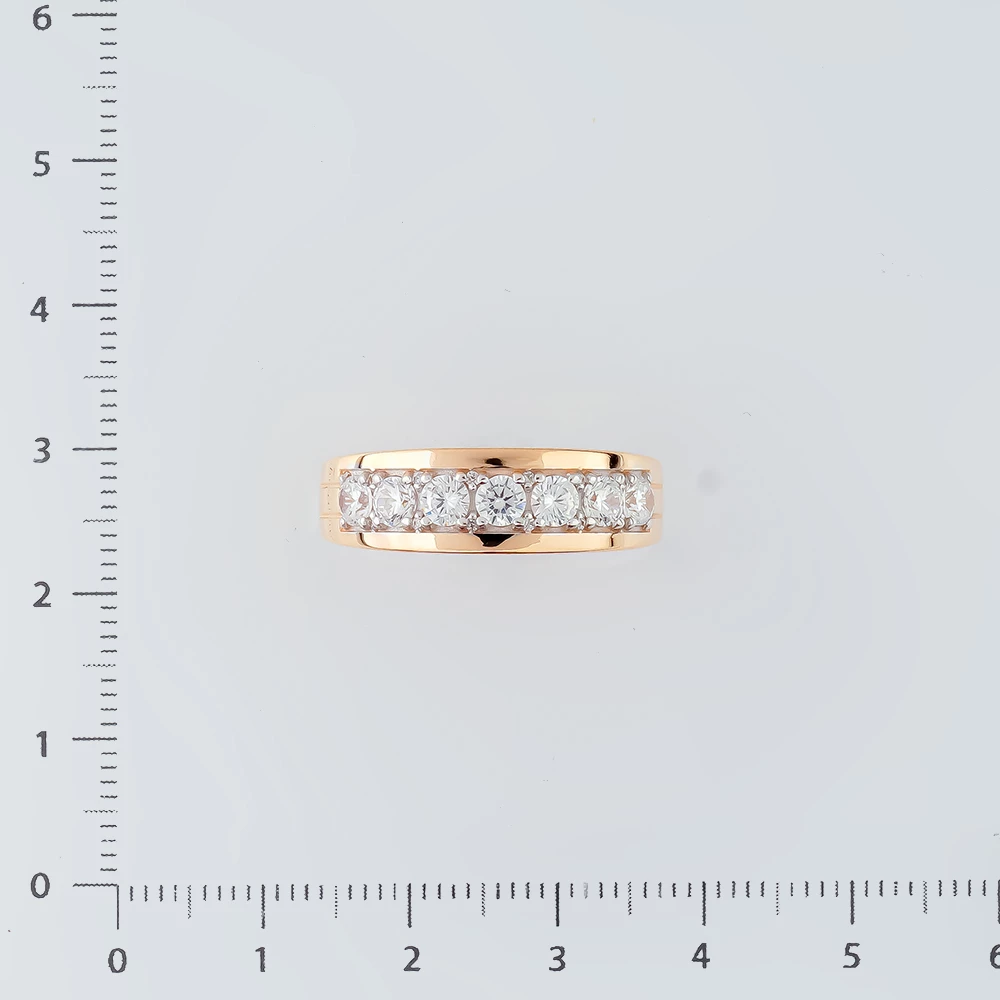 Кольцо с фианитом из красного золота 585 пробы