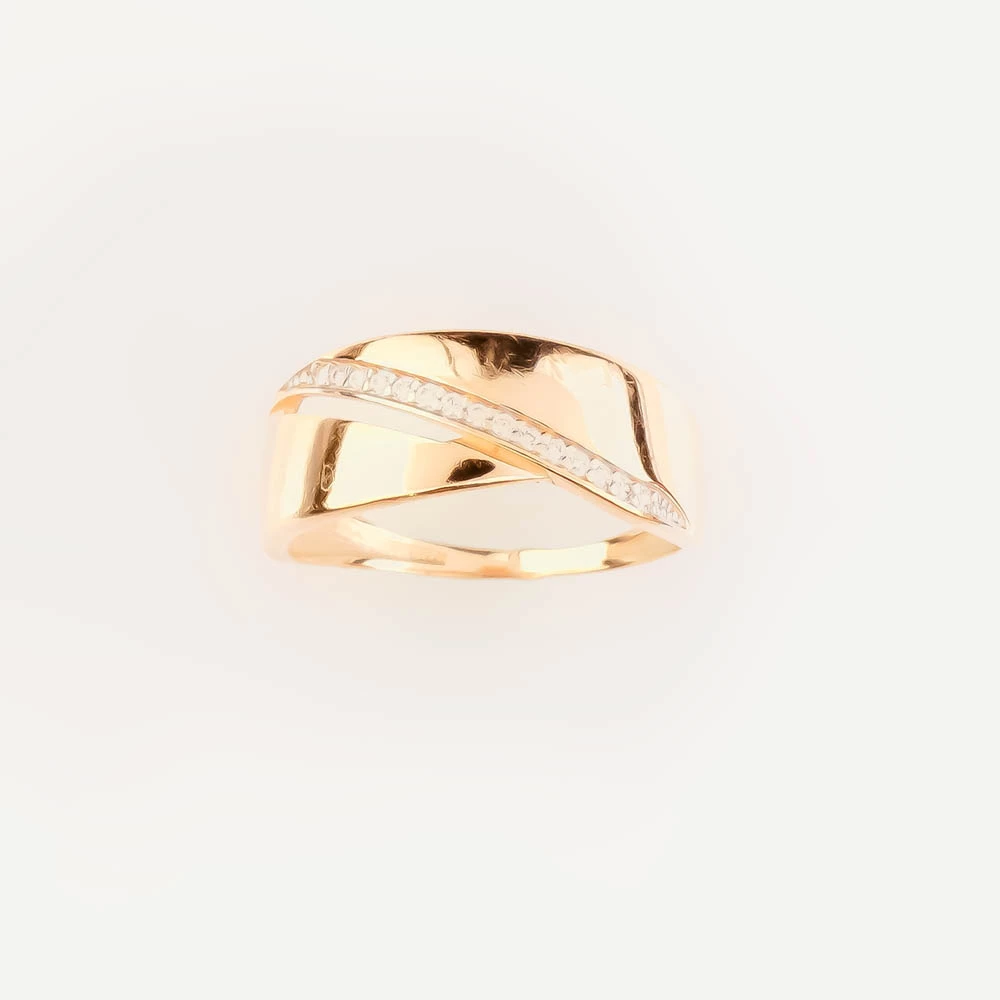 Кольцо с фианитом из красного золота 585 пробы