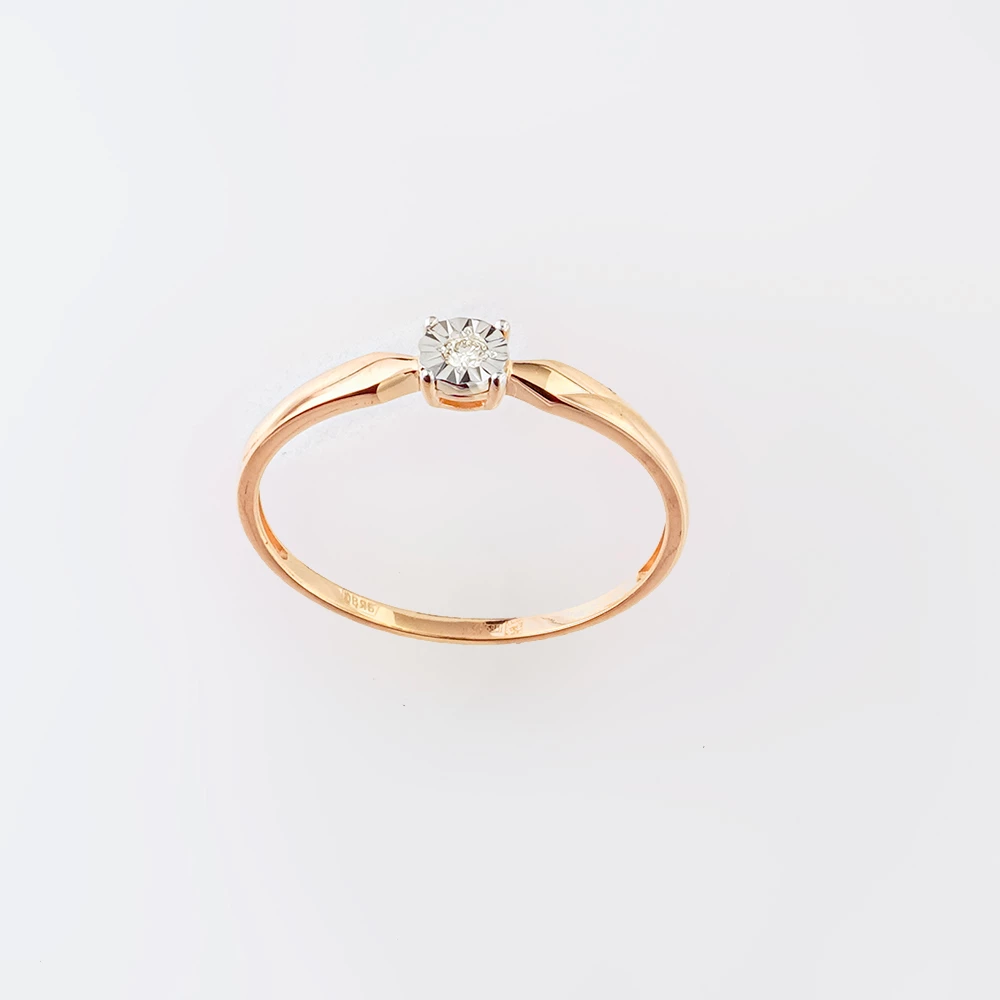 Кольцо с бриллиантом из красного золота 585 пробы