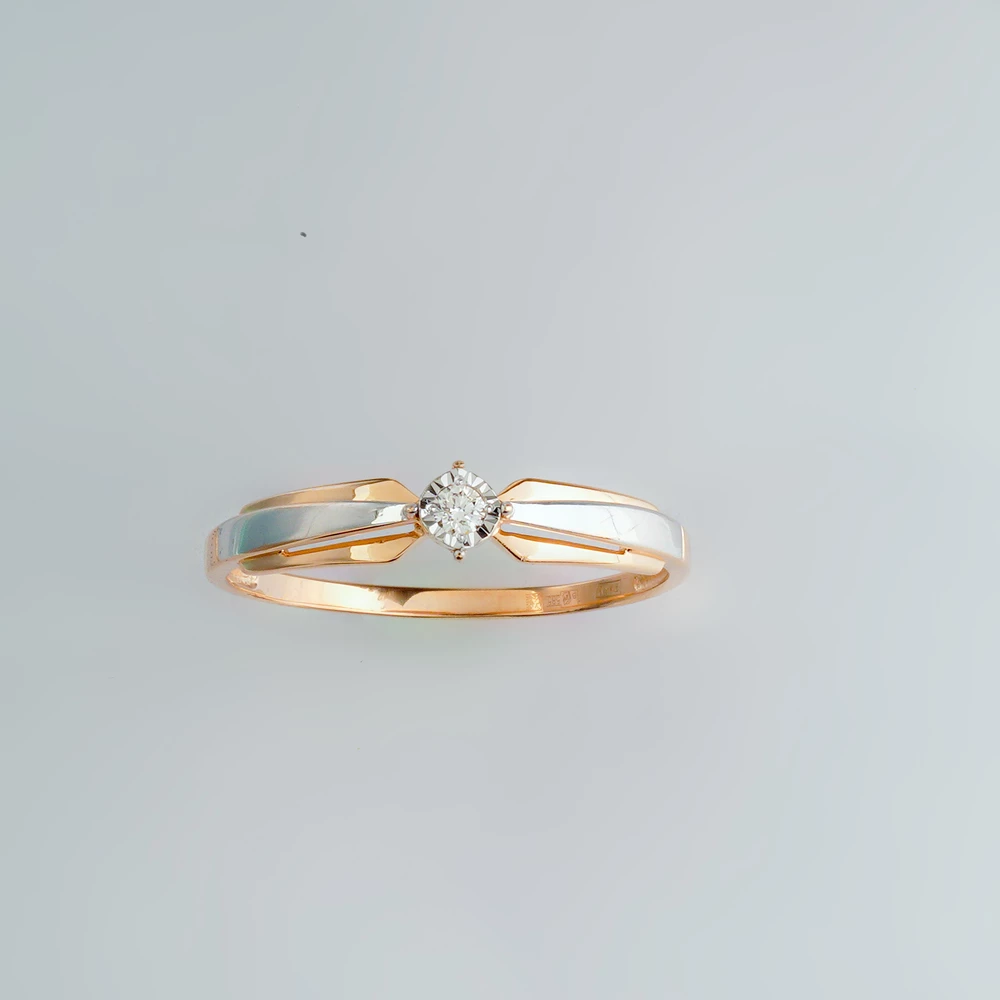 Кольцо с бриллиантом из красного золота 585 пробы