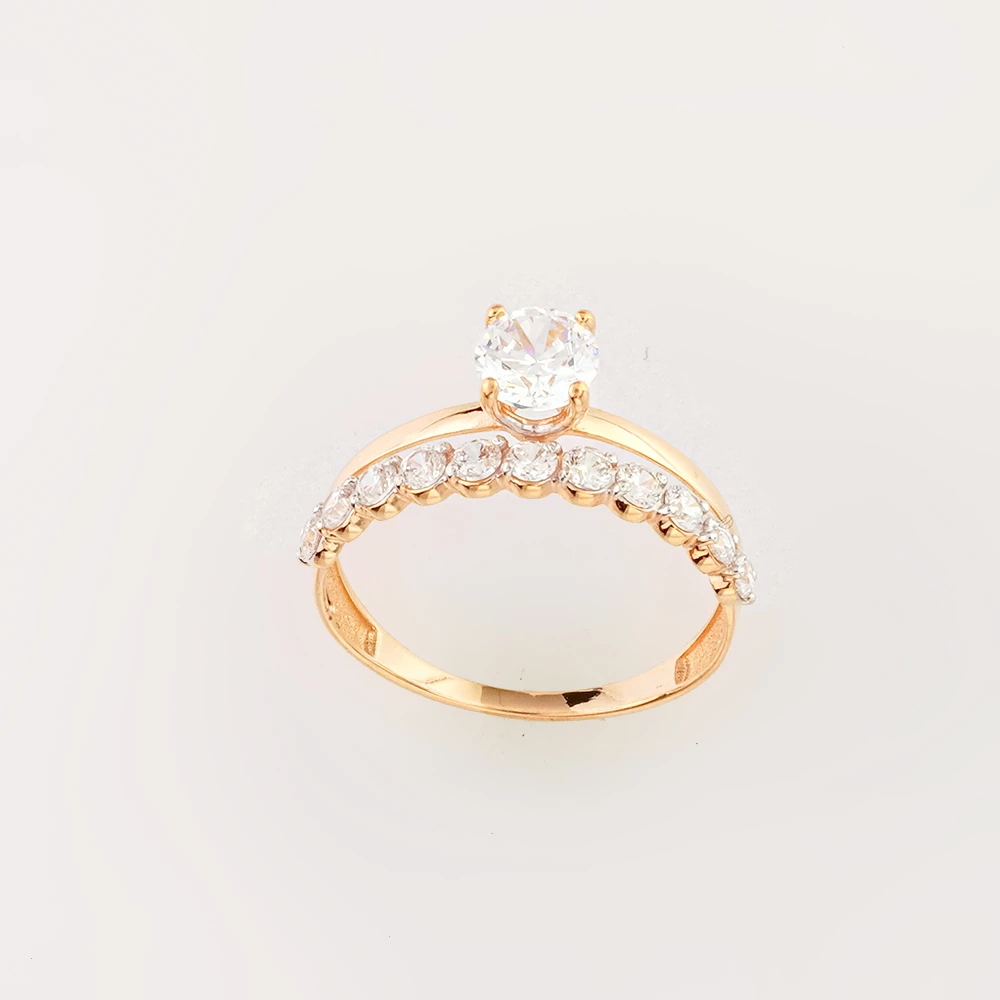 Кольцо с фианитом из красного золота 585 пробы Кольцо с фианитом из красного золота 585 пробы