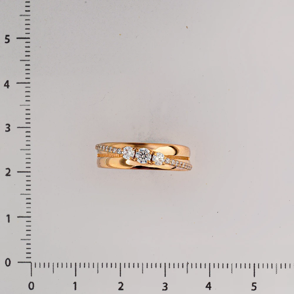 Кольцо с фианитом из красного золота 585 пробы