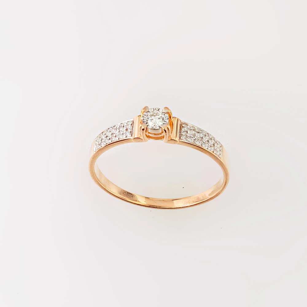 Кольцо с бриллиантом из красного золота 585 пробы