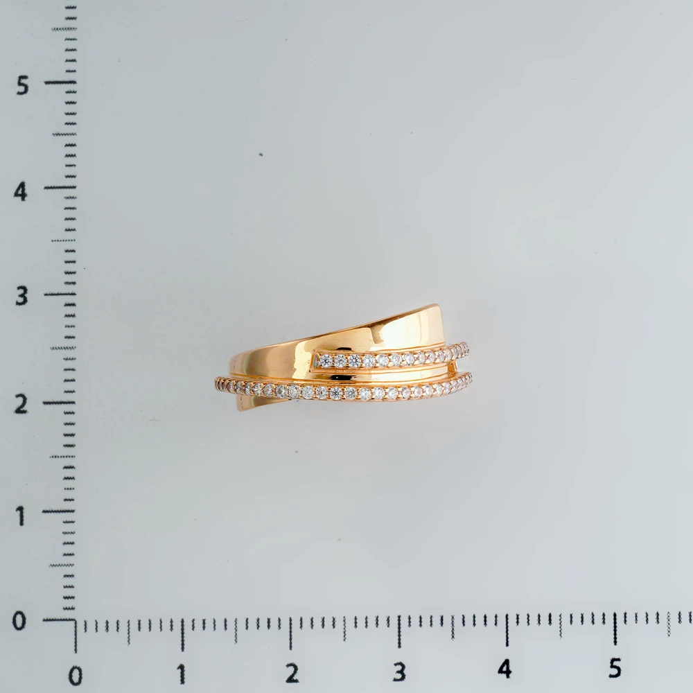 Кольцо с фианитом из красного золота 585 пробы