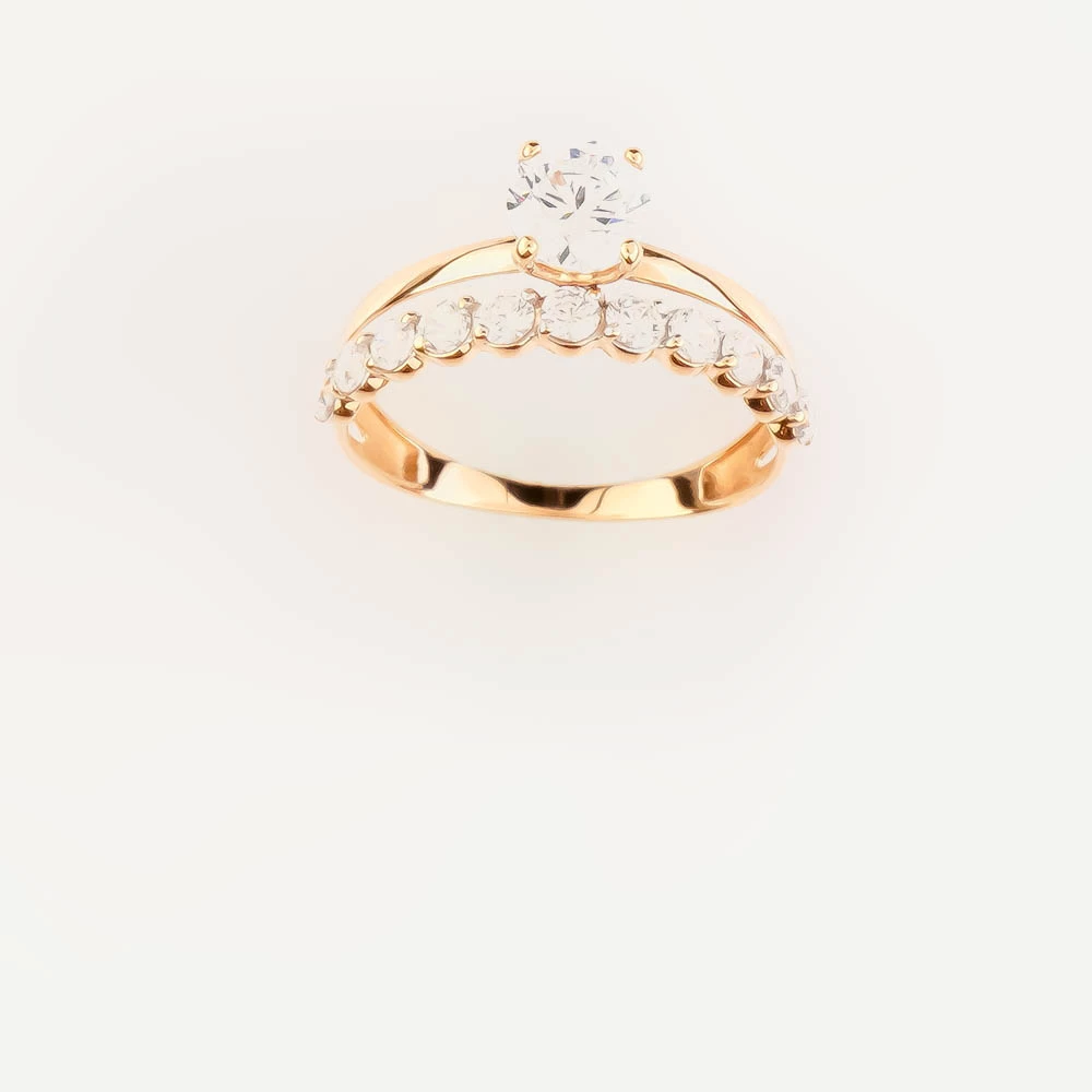 Кольцо с фианитом из красного золота 585 пробы