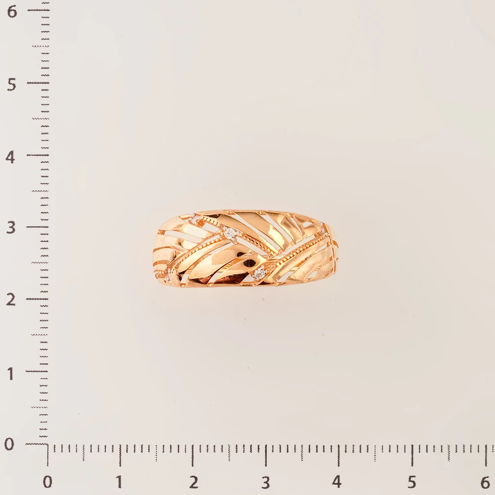 Кольцо с фианитом из красного золота 585 пробы