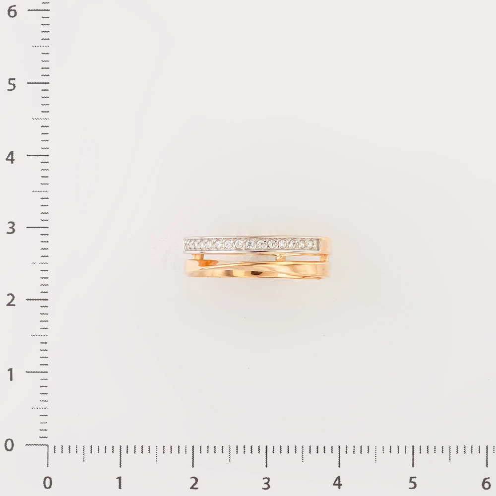 Кольцо с фианитом из красного золота 585 пробы