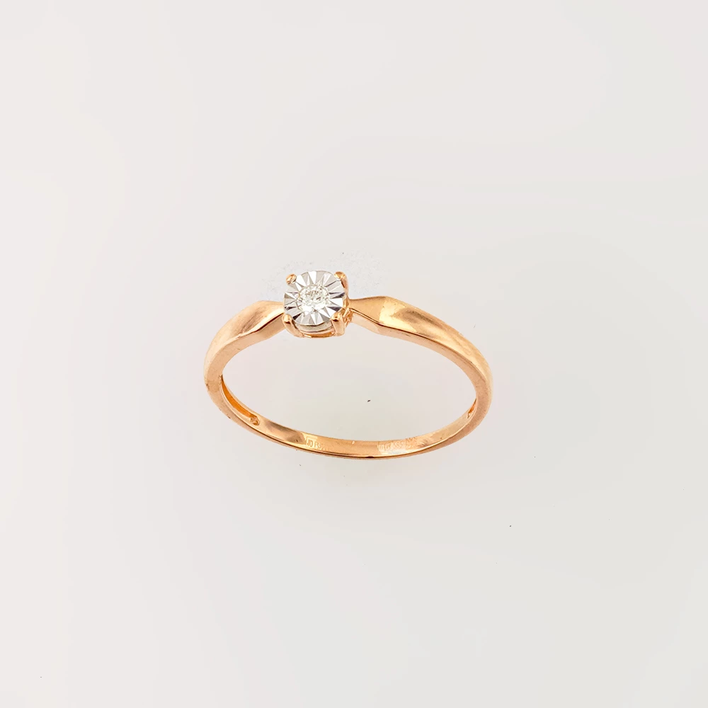 Кольцо с бриллиантом из красного золота 585 пробы Кольцо с бриллиантом из красного золота 585 пробы