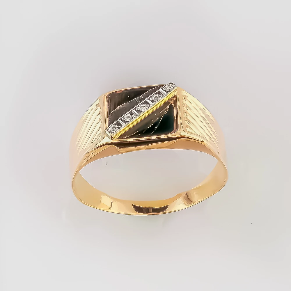 Кольцо с фианитом из красного золота 585 пробы