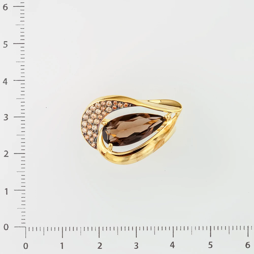 Кольцо с раух-топазом из желтого золота 585 пробы