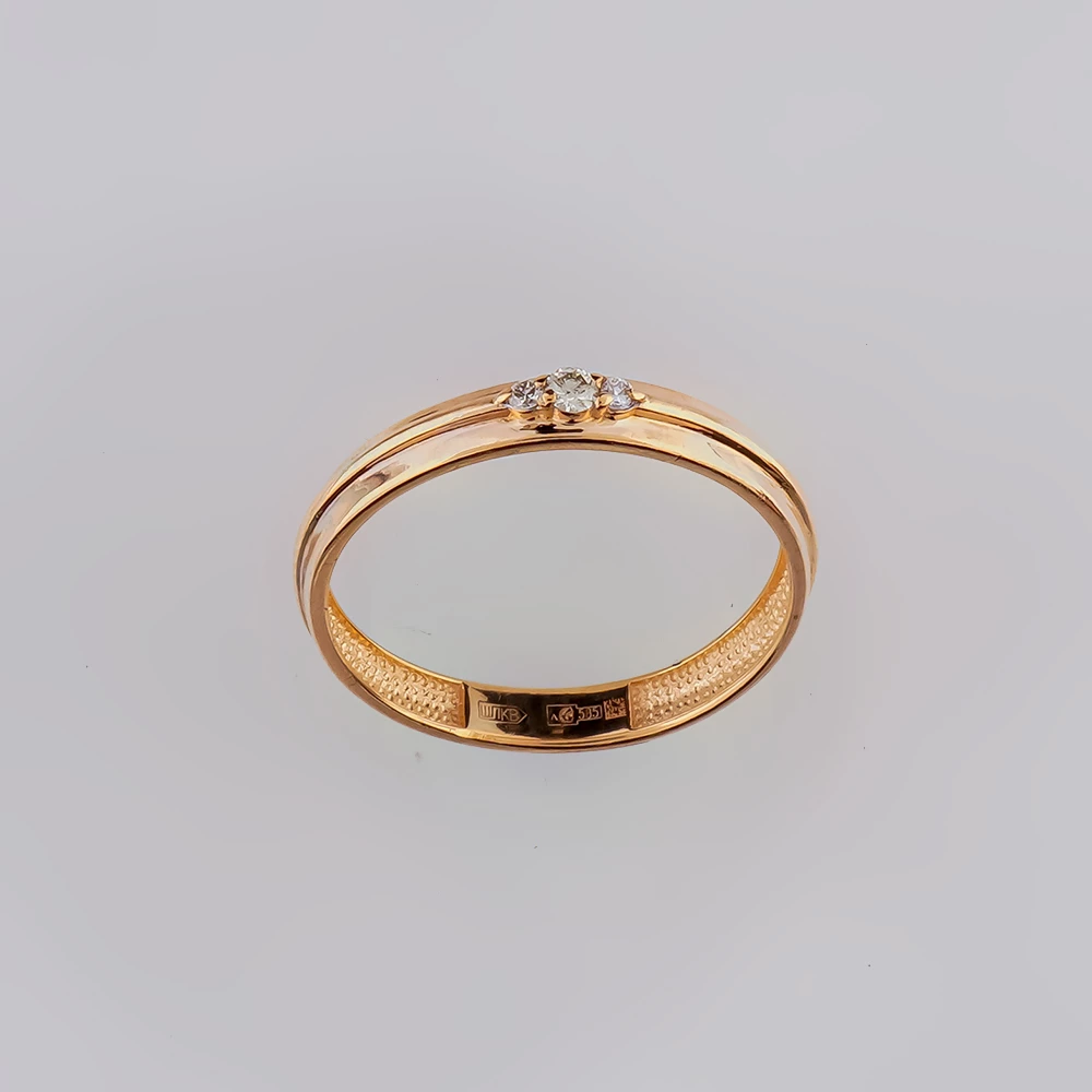 Кольцо с бриллиантом из красного золота 585 пробы