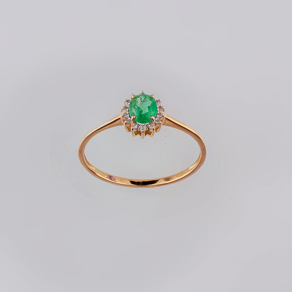 Кольцо с изумрудом из красного золота 585 пробы