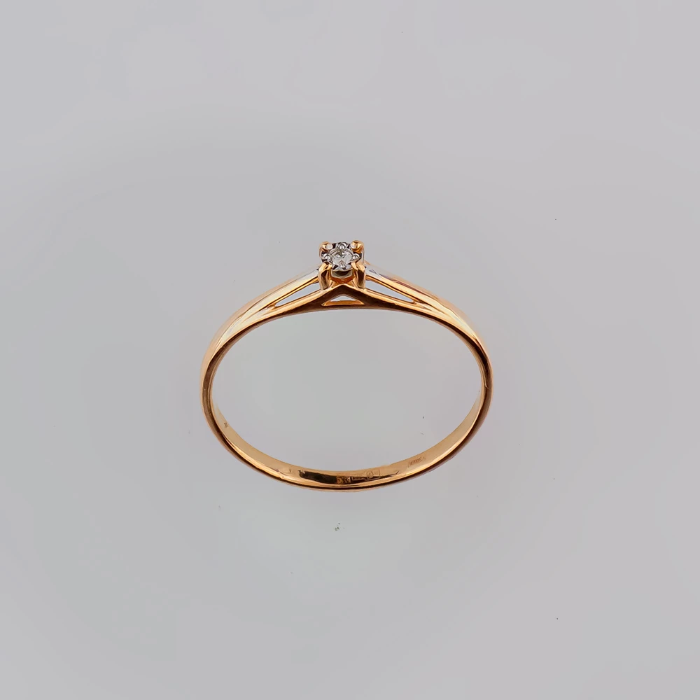 Кольцо с бриллиантом из красного золота 585 пробы