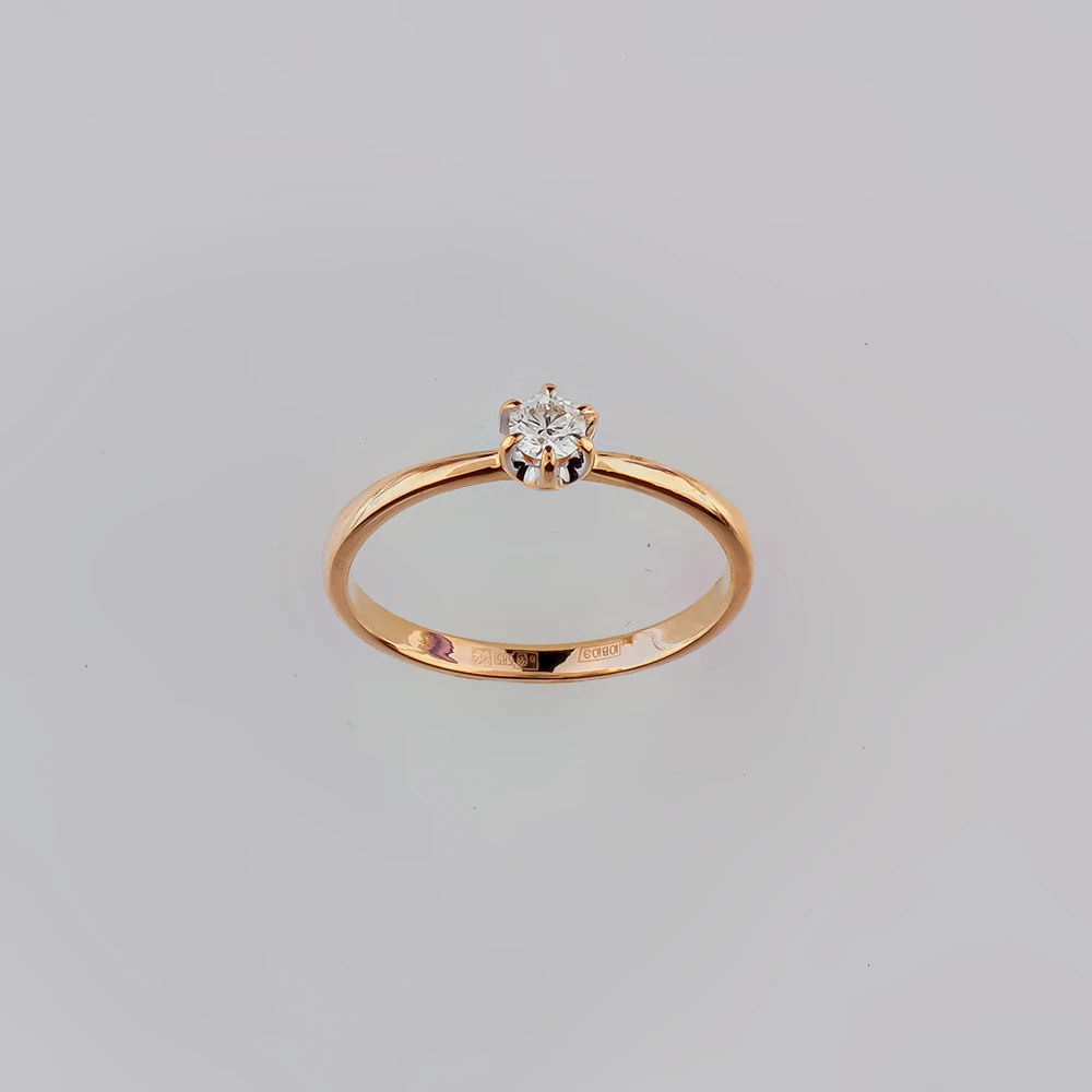 Кольцо с бриллиантом из красного золота 585 пробы