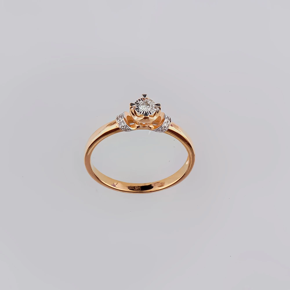 Кольцо с бриллиантом из красного золота 585 пробы