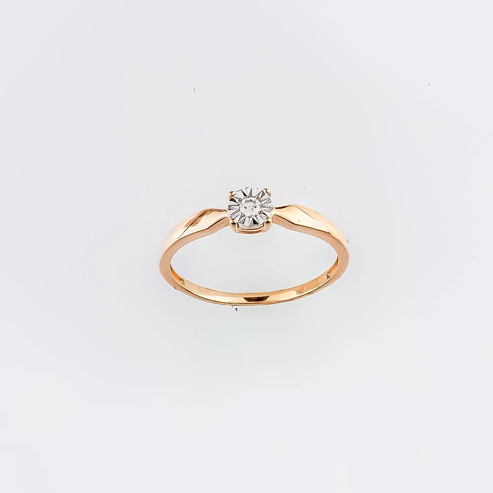 Кольцо с бриллиантом из красного золота 585 пробы