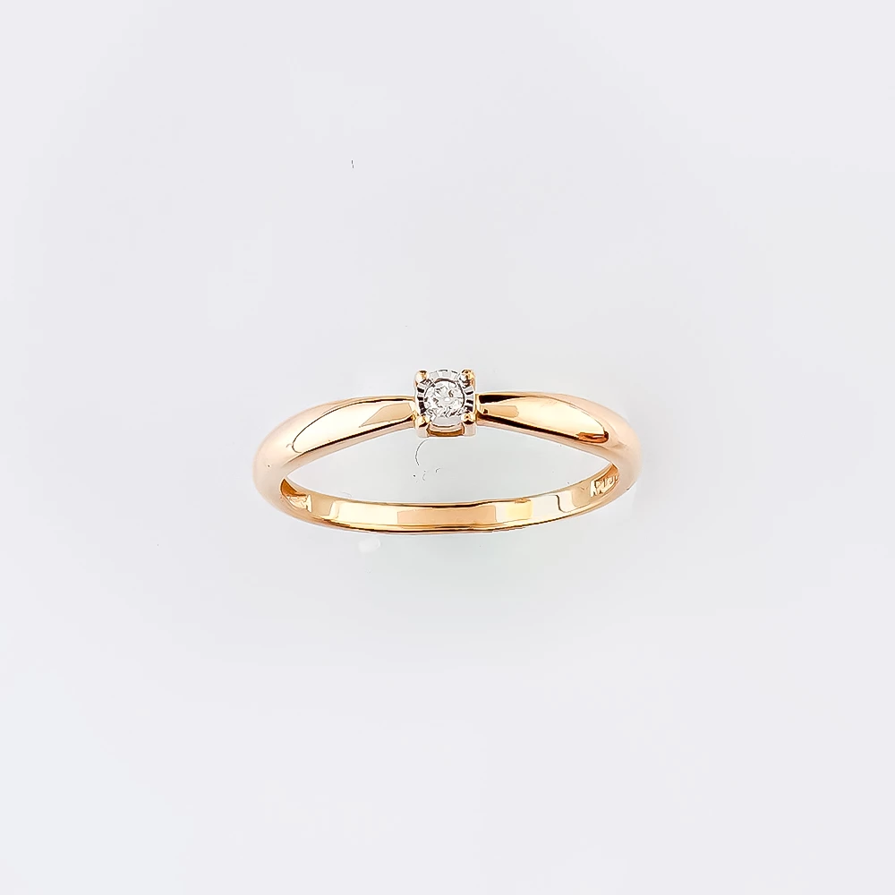 Кольцо с бриллиантом из красного золота 585 пробы