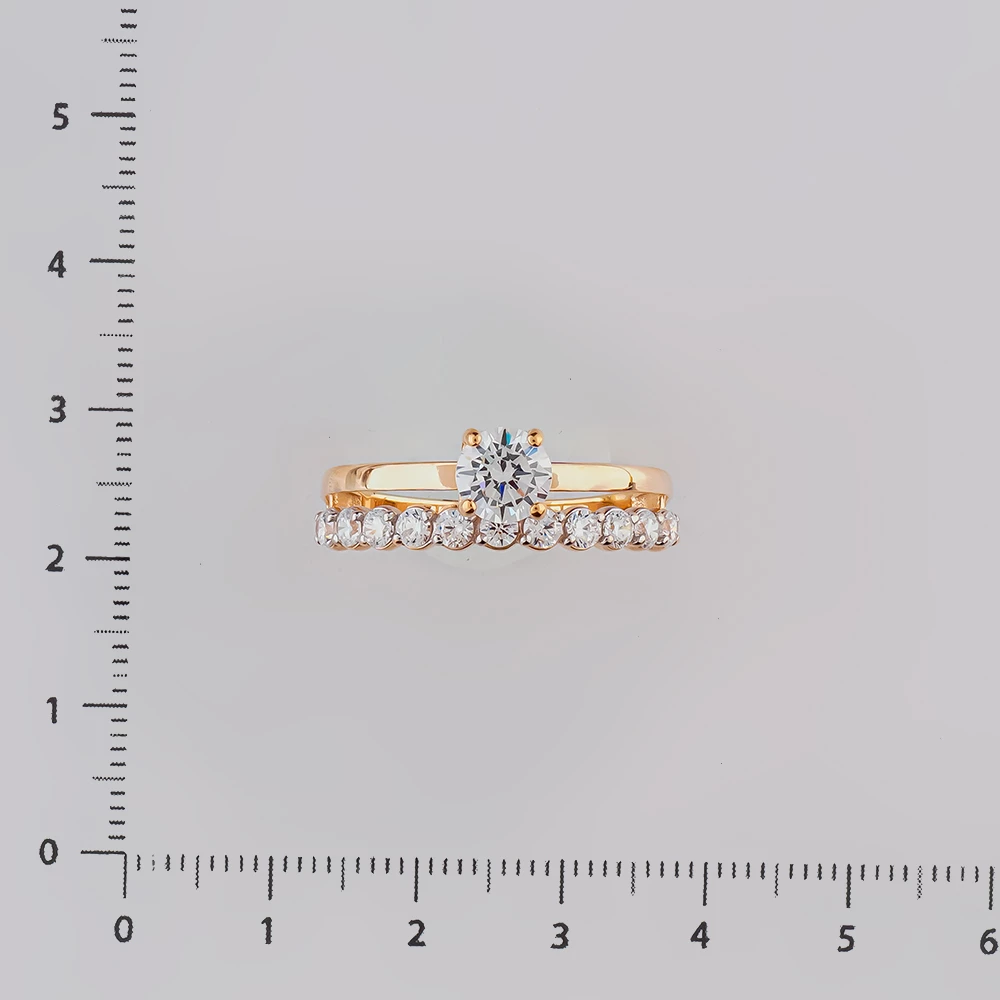 Кольцо с фианитом из красного золота 585 пробы